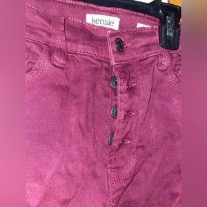 Burgundy skinny jeans!